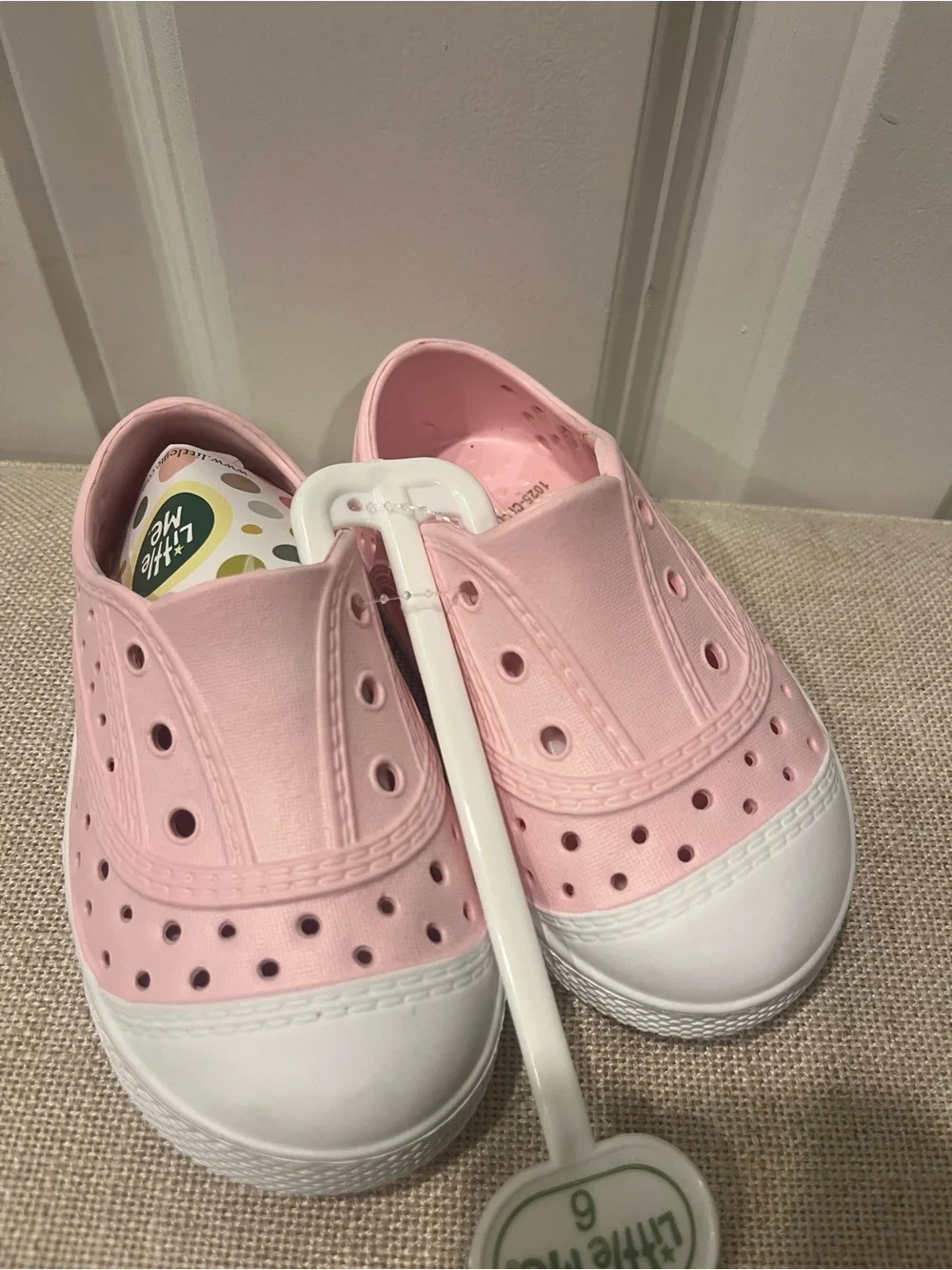 NWT Little Me Pink Slip-On Water Shoes with White Toe- Size 6